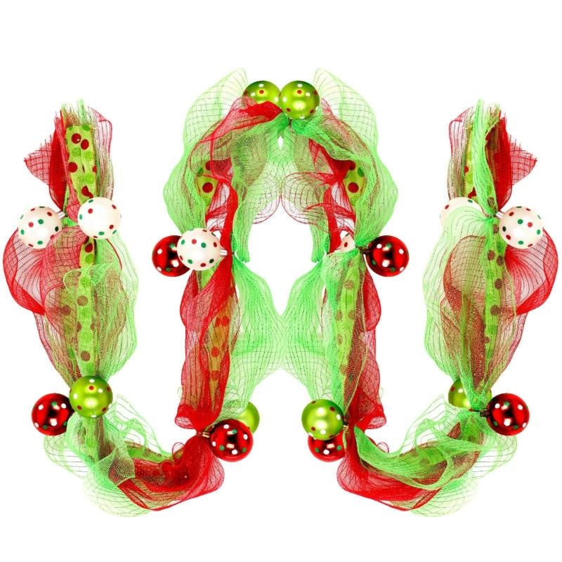 

Festival Ornament Wreath For Christmas Tree Ribbon Beads Garlands Easy Installation Indoor Outdoor Decorations 1
