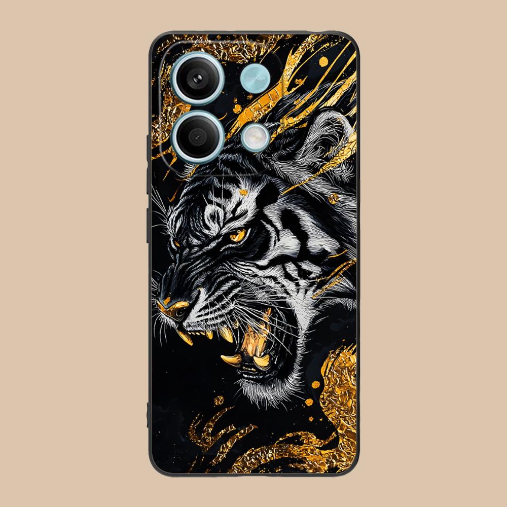 Tiger Neon Mobile Cell Phone Case for POCO M7 M6 M5 M4 M3 X7 X6 X5 X4 X3 Pro GT 5G Colorful Printing Cover Luxury Pretty Cover