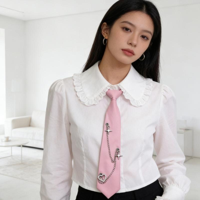 Ready Tied Metal Chain Necktie Academic Style Polyester Cloth For Students Professionals