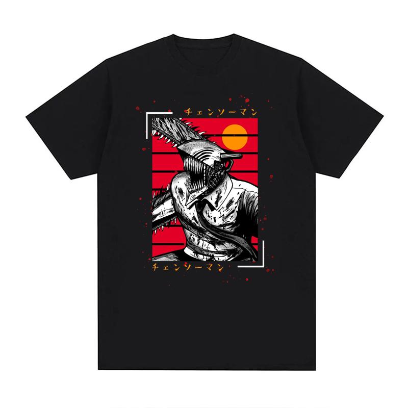 Japanese Anime Chainsaw Man T-shirts 100% Cotton Unisex Tees  EU Size  Manga Graphic Print Short-Sleeve Harajuku Tops