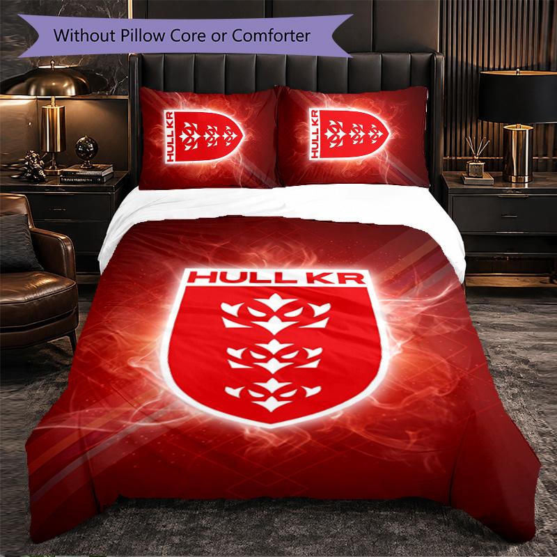 Set Biancheria da Letto 3 Pezzi in Microfibra con Motivo Hull KR Decorazione Copripiumino per Camera da Letto Uso Domestico