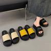 Height increase high heel thick bottom fashion new one-word drag beach cool slippers slippers women's summer wear advanced 2025