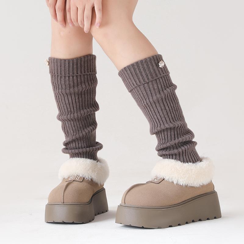 Cashmere Blend Women's Solid Color Knitted Socks with Nail Buckle Grip Edge for Winter Soft Warmth Stacking Ideal for Snow Boots