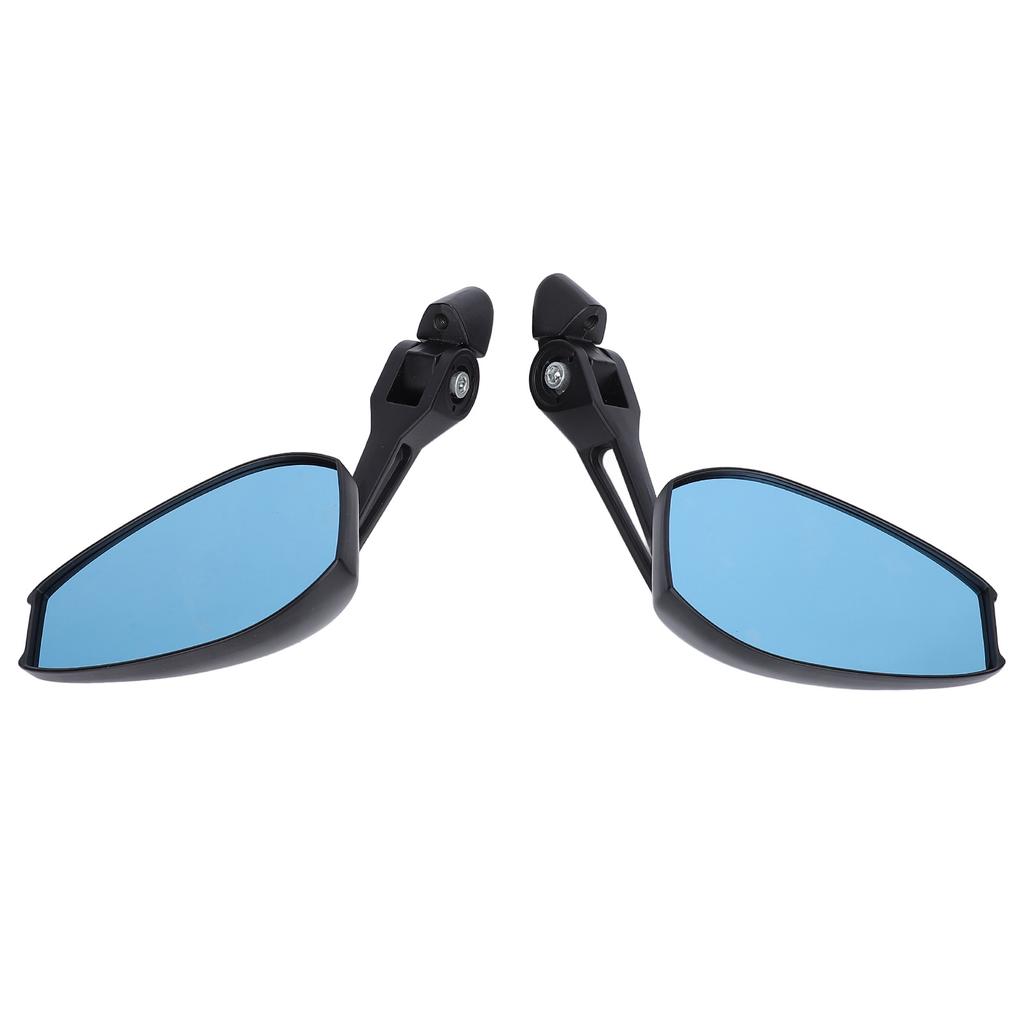 Motorcycle Bar End Mirrors Aluminium Alloy Blue Lenses 360 Degree Adjustable Anti Glare Rearview
