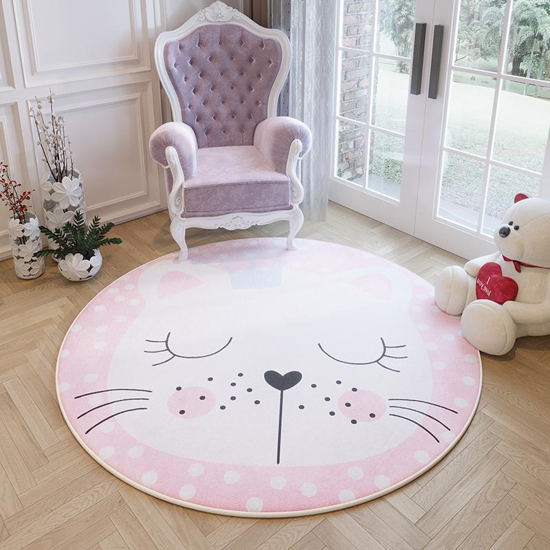 Cartoon Cute Animal Round Carpet Children Room Bedroom Bedside Fluffy Soft Carpets  New Thickened Soft Sofa Anti Slip Rug
