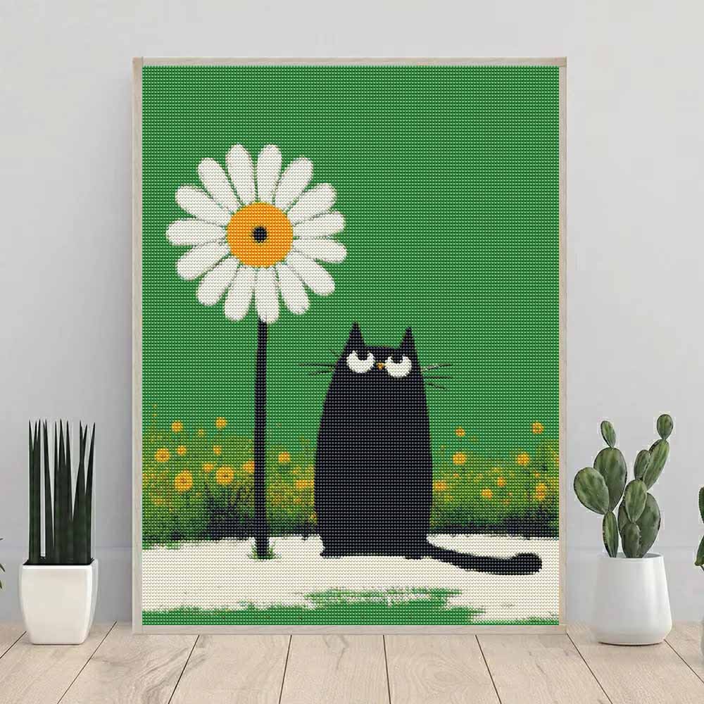 Diamond Art Kit for Beginners BlackCat Full Drill 5D Rhinestone Painting Relaxing Hobby Craft Home Decoration Wall Decor