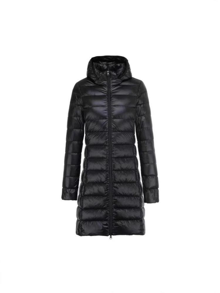 Warm Winter Autumn Women Plus Size Down Jacket Lightweight Mid Length Coat with Detachable Hood