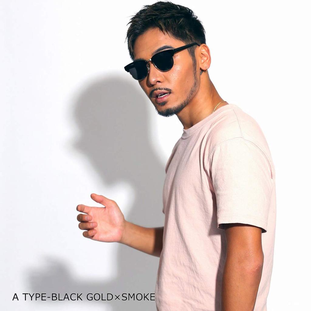 Designer Sunglasses with UV Colored and a Sunglasses 7JEWELRY Brow Men's Protection, Lenses, Black, Case. Sunglasses.