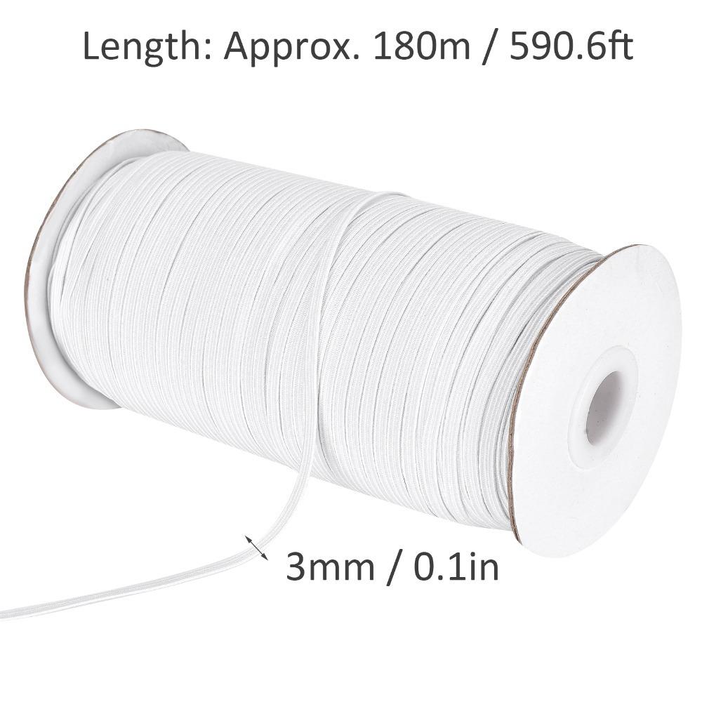 High Elasticity Elastic Band Rope 1/8 Inch Width Flat Elastic Cord  For Arts & Crafts белый