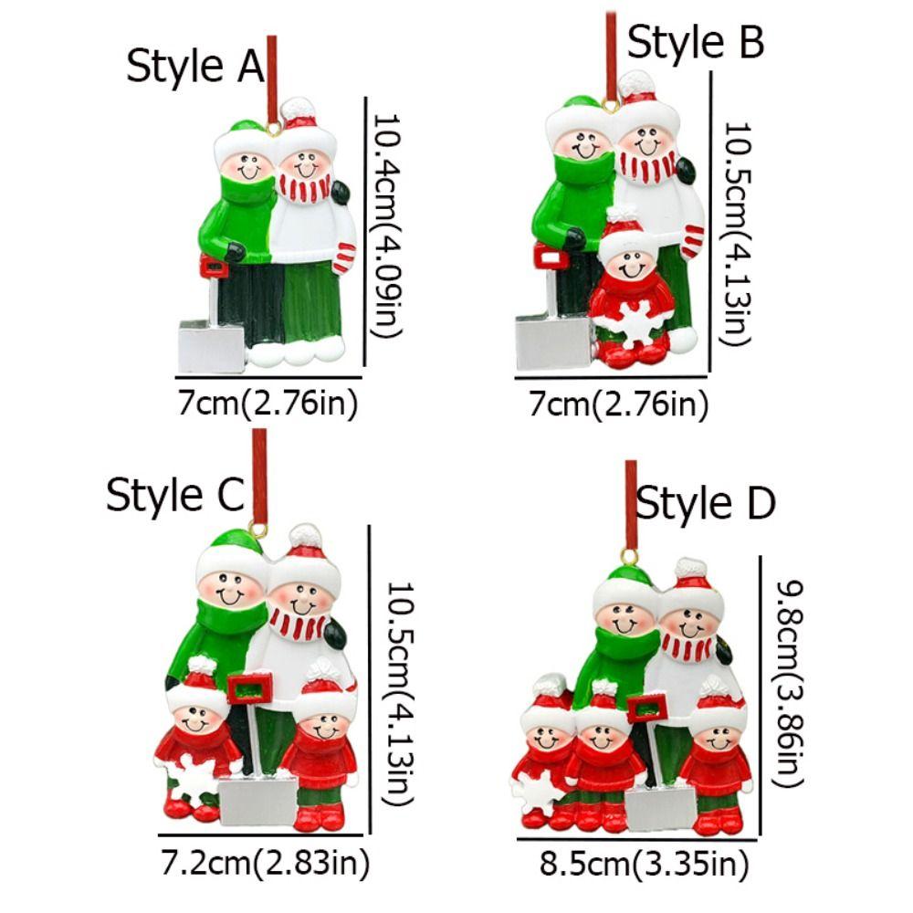 Color Painting Family Xmas Pendants Resin Christmas Tree Ornaments  Christmas