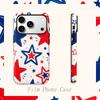 Playful Hand Drawn Red Blue Star Pattern Film Aesthetic Protective Shockproof Bumper Phone Case Cover For iPhone 14 15 16 17 Pro Max Plus