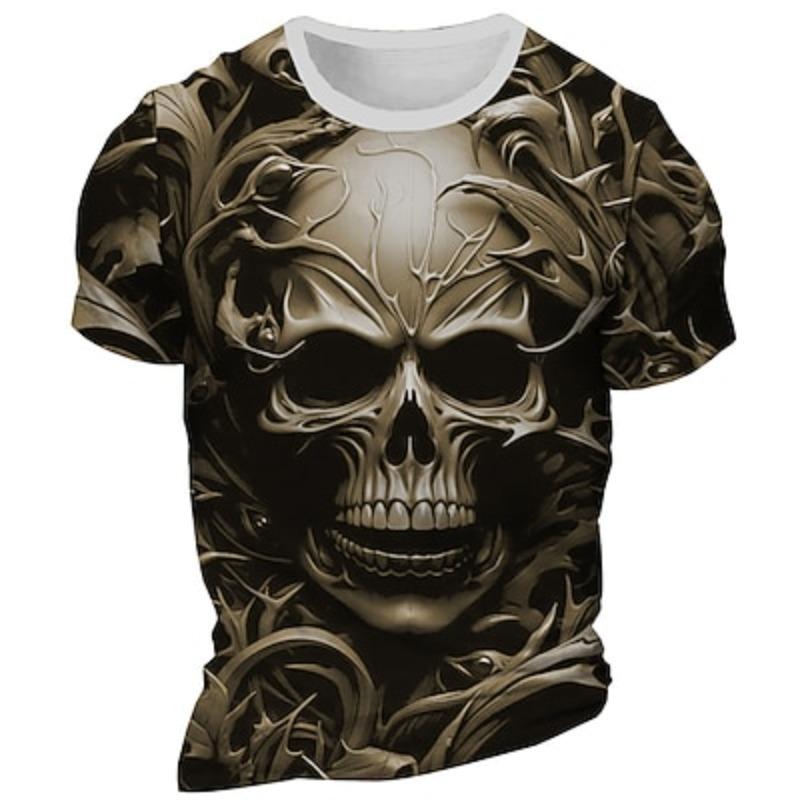 Men s Graphic Skeleton T shirt Short Sleeve T shirt 3D Print Crew Neck Shirt XXS