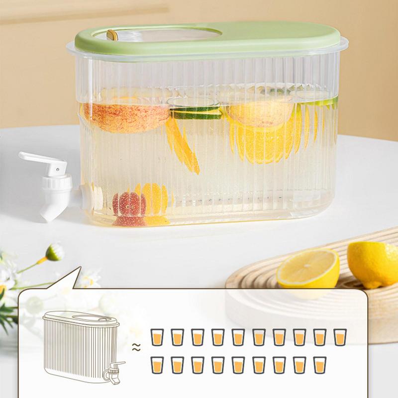 4L Large-capacity Cold Water Bucket With Faucet For Fridge Juice Beverage Drink Dispenser Jug Home Party Iced Tea Lemonade Cold