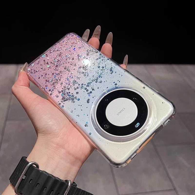 

Градиентный блеск «Звездное небо» розовый, подходит для чехла телефона Huawei Pura70, блестящий прозрачный защитный чехол MATE60pro pura70pro+ розовый