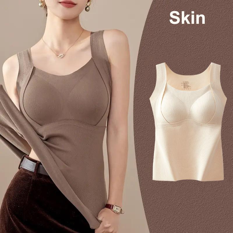Autumn and Winter Thermal Vest For Women Seamless Thickened Inner Camisole with Chest Pad Ladies Keep Warm Sleeveless Tank Tops