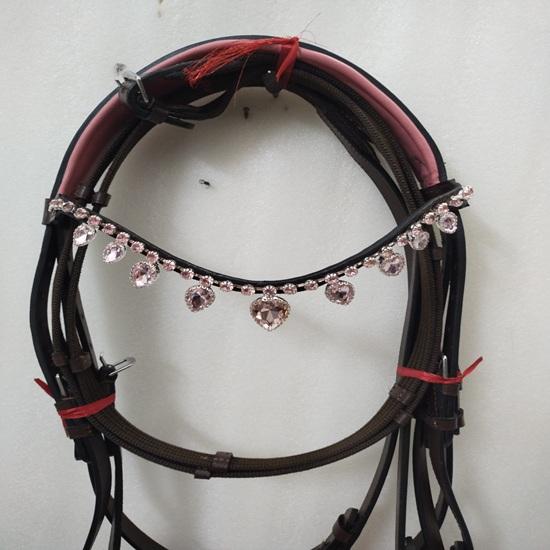 Designer Leather Bridle with Light Pink Crystal Browband with Pink Padded .