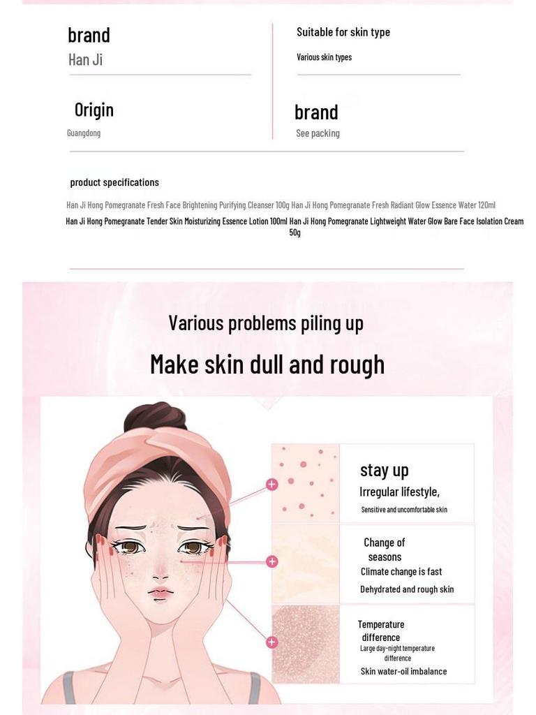 Han Ji Hong Pomegranate Rejuvenating Skincare Set: Hydrating & Moisturizing 4-Piece Kit for Fresh, Tender Skin