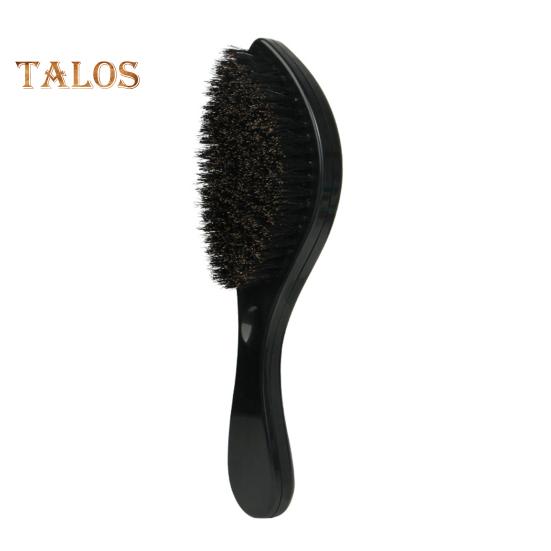 

Мужская щетка для бороды с эргономичной ручкой, нейлоновая щетина кабана, изогнутая волнистая щетка для выпрямления бороды, домашний салон, мужские инструменты для укладки усов чёрный