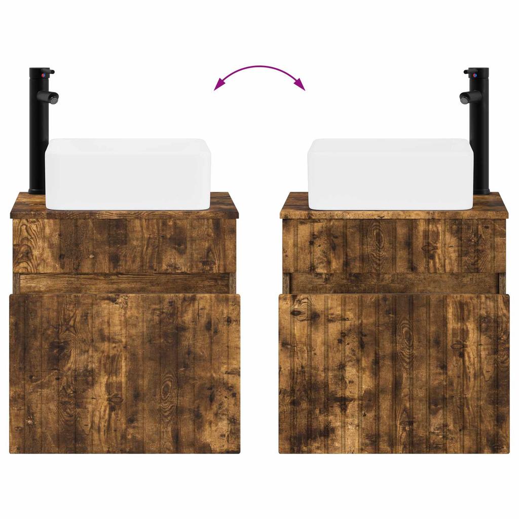 Wall Mounted Washbasin Vanity Smoked Oak