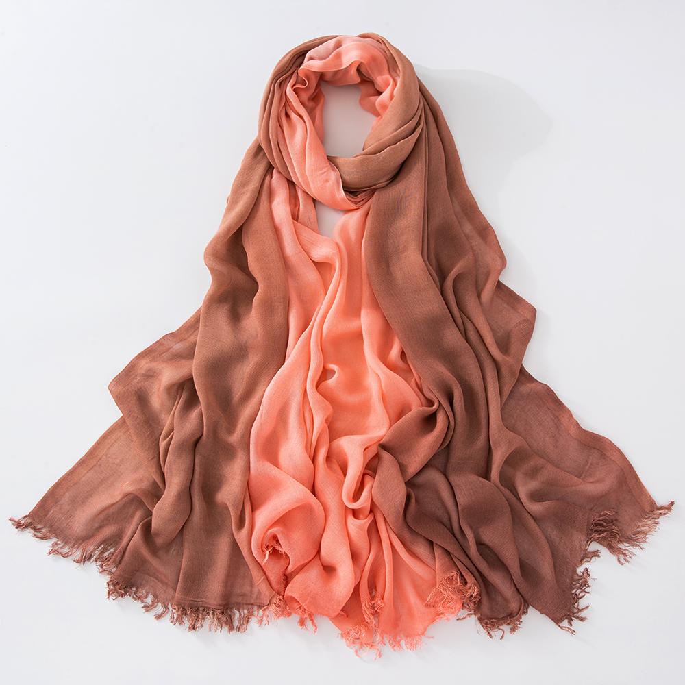 Oversize Ombre Print Scarf Cotton Viscose Soft Hijab New Brand Design Headscarf Turban Solid Color Fashion Women Wraps