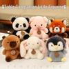 Adorable Dazed Panda Penguin Plush Toy with Rabbit Capybara Hat - Kids' Comfort Plush Doll.