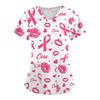V-Neck Short Sleeve Nursing Scrub Top Women Fashionable Casual Workwear With 3D Print Design Slim Fit 2025 Collection