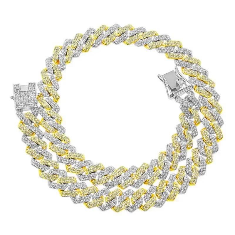 Collana a catena Cuban Link per uomo donna micro pavé in pietra CZ colore oro rosa gioielli hip hop