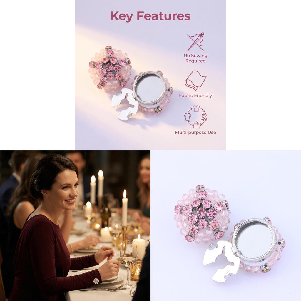 Water Crystal Flower Cufflinks With Gemstone Embellishments For Men And Women