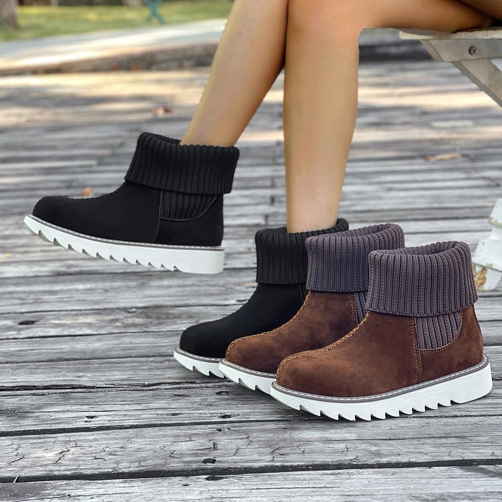 Autumn fashion snow boots women's wool mouth plush large size warm flat short boots women's shoes