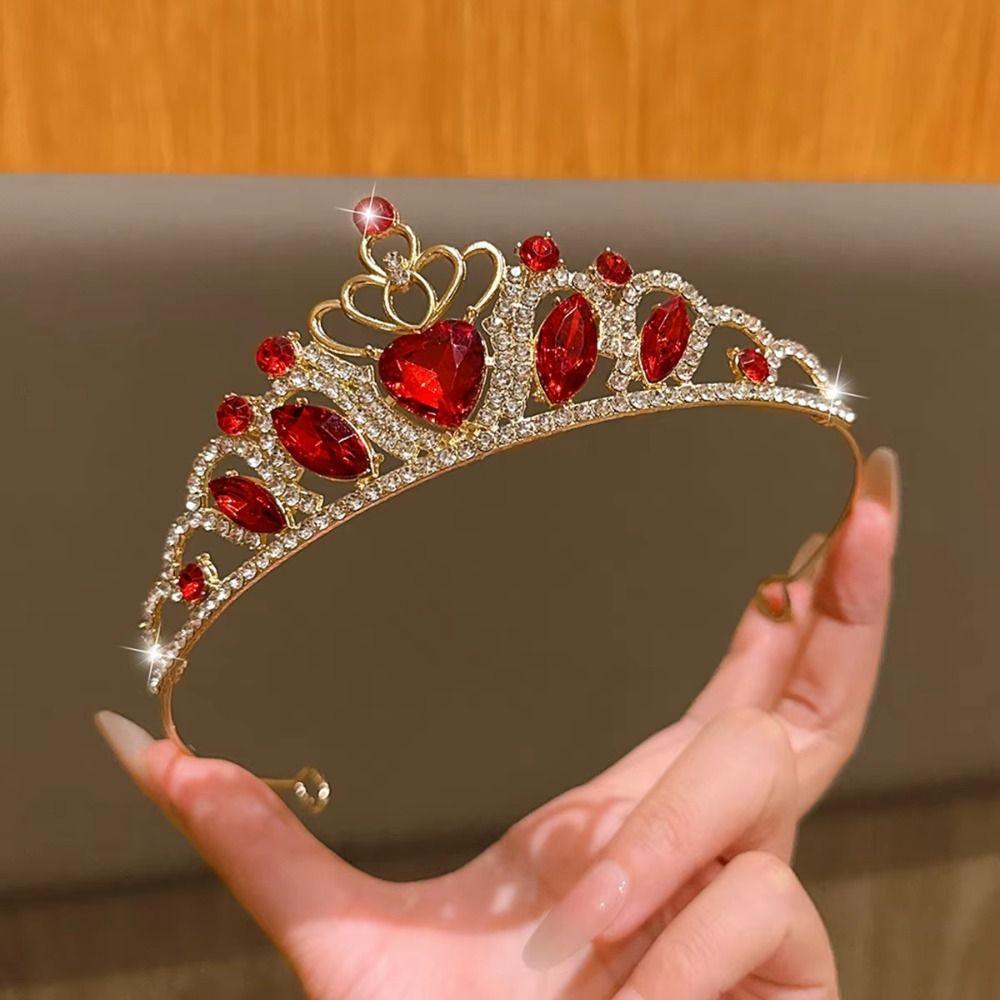Heart-Shaped Princess Tiara Bling Bling Children's Crown Wedding Dress Accessories