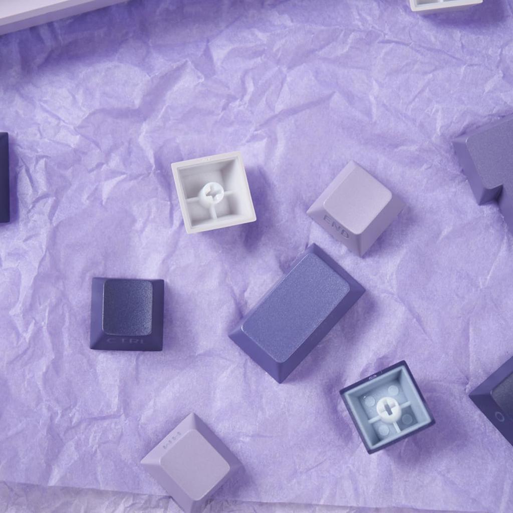 PBT Double Shot Keycaps for Mechanical Keyboards, 134 Key Gradient Purple Backlit OEM Profile Keycaps with Side Print Shine-Through Custom Keyboard
