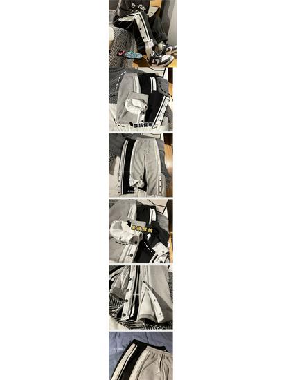 Men's Winter Fleece-Lined Wide-Leg Side Button Straight-Leg Sweatpants