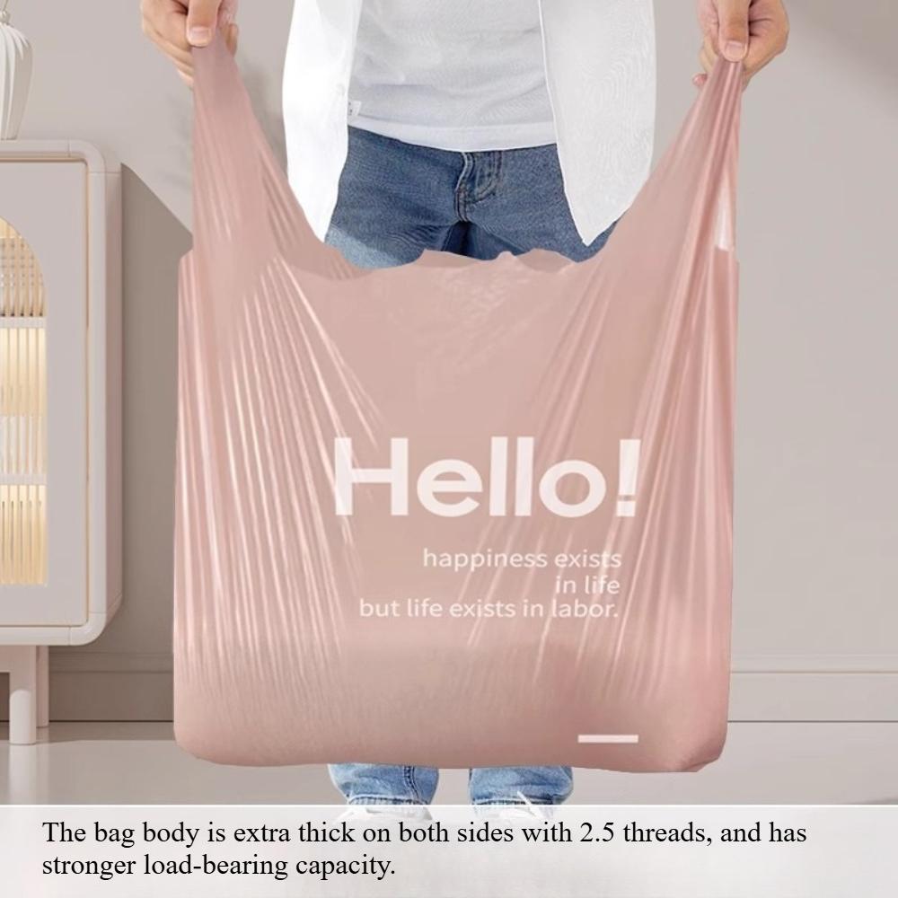 Disposable Extra-Thick Vest-Style Garbage Bags, Large Household Plastic Trash Bags with Handles for Kitchen/Bathroom/Bedroom, Heavy-Duty RQSL-BH-3962