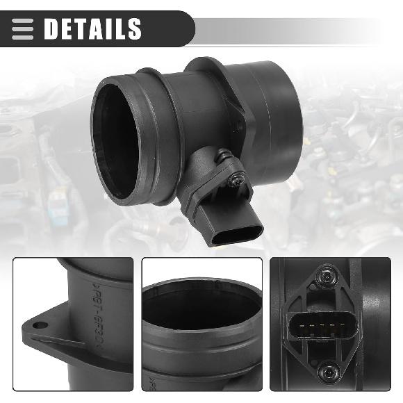 Motoforti Air Flow Sensor Meter, MAF Sensor Airflow Replacement, for VW Beetle 2006-2010, Plastic, No.95560612300, Black