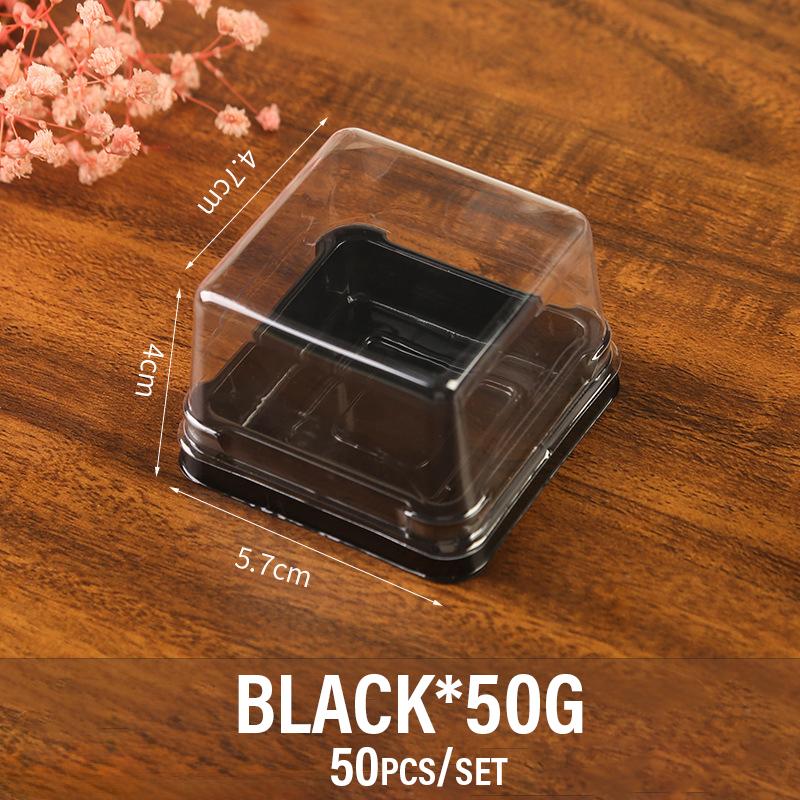 50Pcs Transparent Cake Box Container Square Mooncake Box with Lid Cupcake Pastry Baking Packaging Boxes Wedding Party Supplies