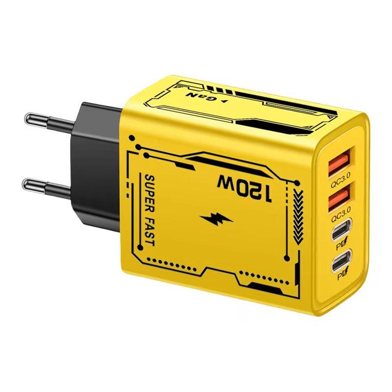 120W rychlé nabíjení 4 porty USB C nástěnná nabíječka QC3.0 PD napájecí adaptér pro iPhone 16 15 pro Huawei pro Samsung pro Xiaomi