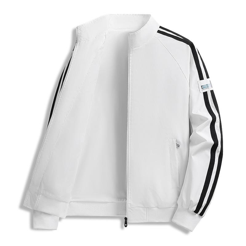 Frühlings- und Herbst-Freizeit-Sport-Cardigan Langarm-Oberteil Klassische Zwei-Streifen-Vielseitigkeitsjacke Herrenbekleidung