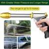 Upgrade Water Hose Nozzle Long Rod Garden Hose Nozzle Heavy Duty metal Brass sprayer 360° Rotaing spray gun for car wash, Plants