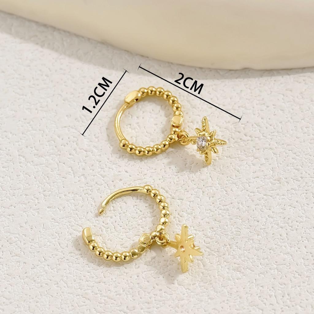 18k fashion earrings women's octagram inlaid zircon design stud earrings simple versatile ear buckles