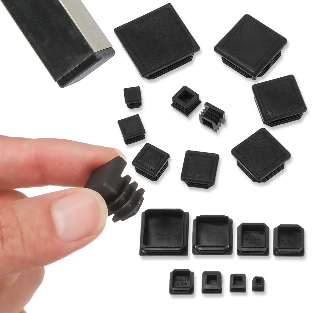 10pcs/pack Plastic Black Blanking End Caps Protector Square/Round Table Chair Foot Pad Furniture Feet Non-Slip Covers