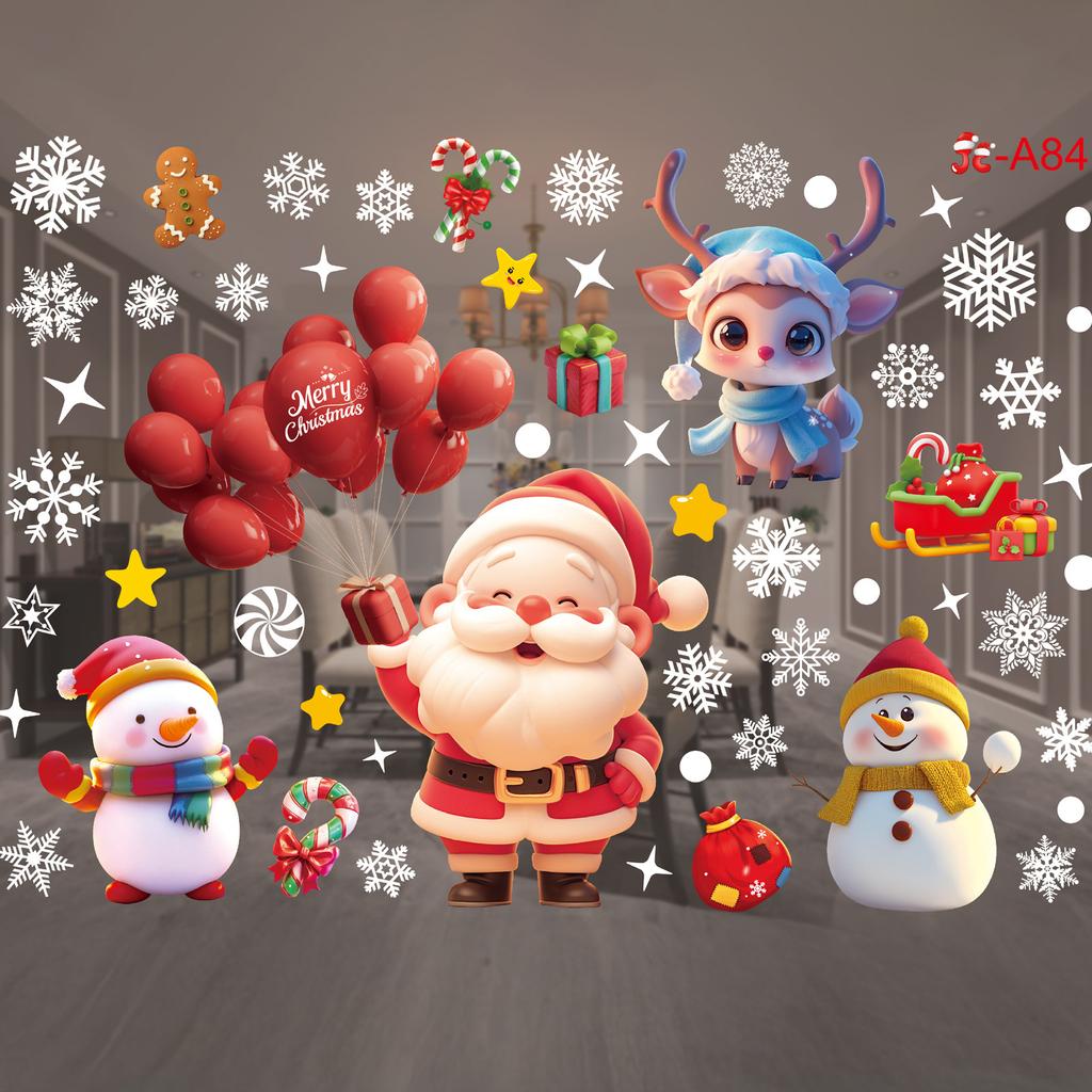 Merry Christmas Wall Sticker Window Glass Merry Christmas Decor for Home Living Room Wall Decor Happy New Year Sticker