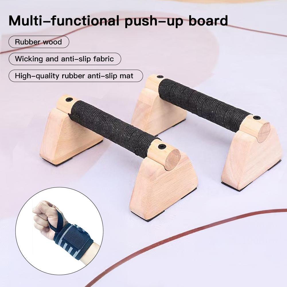 Wooden Push Up Handles Parallettes Bars Workout Equipment Non Slip Grips for Strength Calisthenics Household Fitness Man Woman
