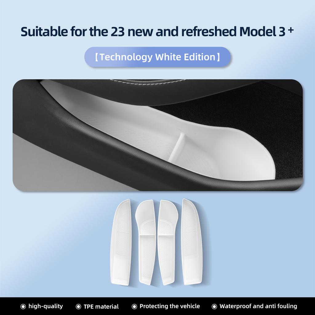 For Tesla Model 3 Highland 2025-2025 Car Door Storage Box TPE Gate Slot Anti Dirty Storage Organizer Tidying Car Accessories