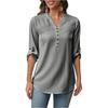 Ladies' Fashionable And Casual Semi Open V-neck Seven Quarter Sleeve Striped Versatile Design Top