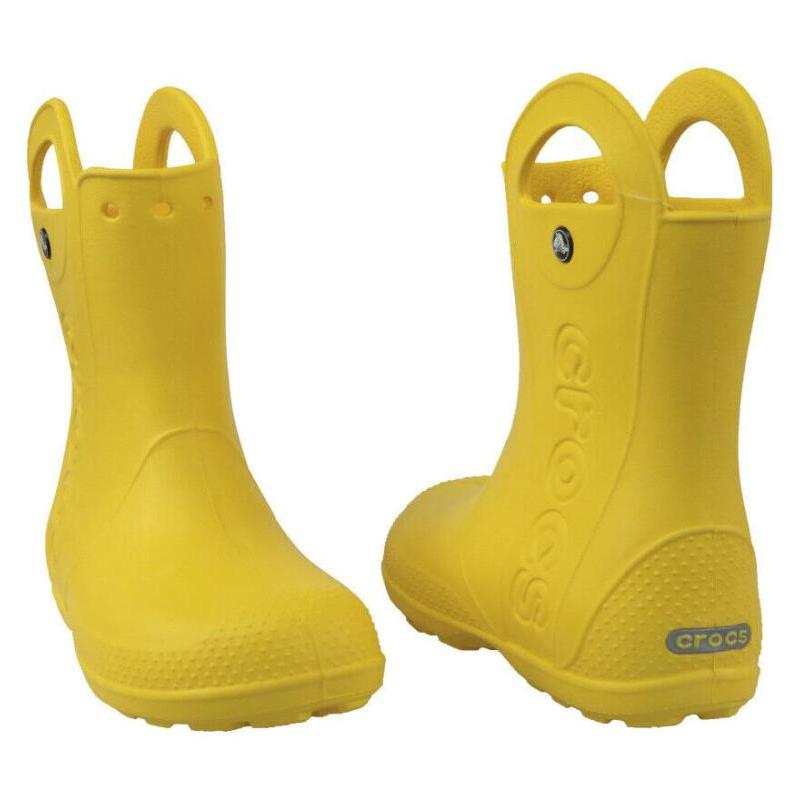 Crocs Comfort Anti-Slip Anti-Kick Abrasion Resistant Mid-Leg Rain Boots Yellow Children's Model