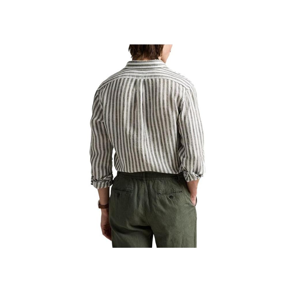 Polo Ralph Lauren Single Breasted Long Sleeve Striped Shirt Men shirts Green 710969636-001