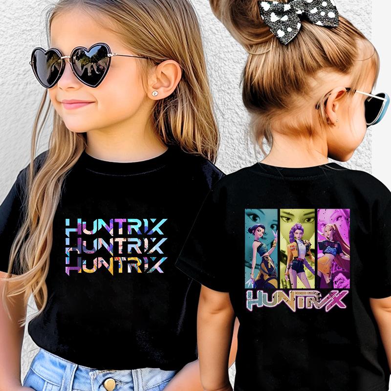 

KPOP HuntRX Demon Slayers Korean Print Short Sleeve Kids T-Shirt (Medium/Large) 130cm