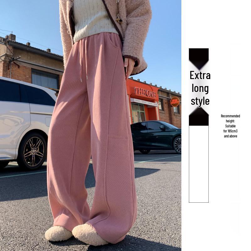 

Women s Coffee Corduroy Wide-Leg High-Waisted Slimming Sweatpants - Petite & Plus Sizes for Early Spring 2026. S (80-95 lbs)
