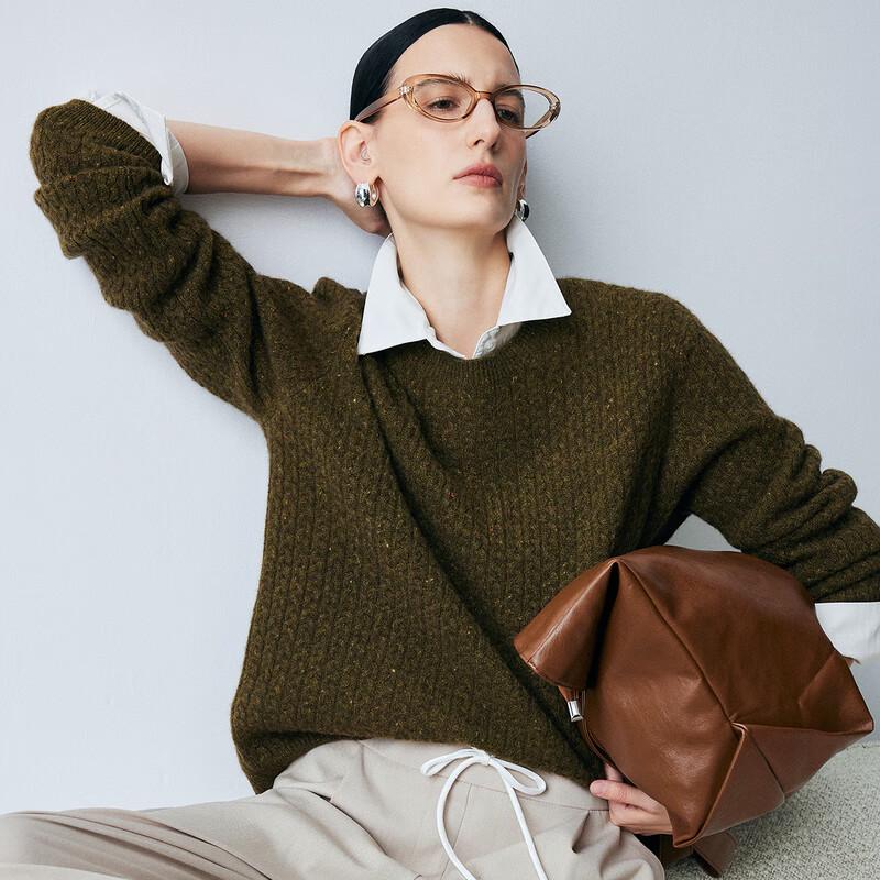 Palau Women's Retro Cable Knit Pure Cashmere Sweater