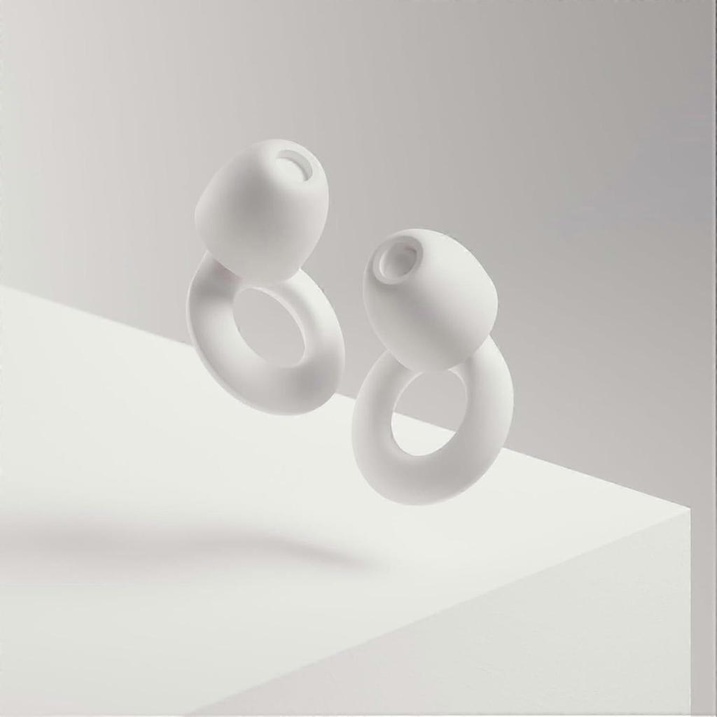 Ear Plugs for Sleep Super Soft, Reusable Hearing Protection In Flexible Silicone for Noise Reduction - 8 Earplugs - White